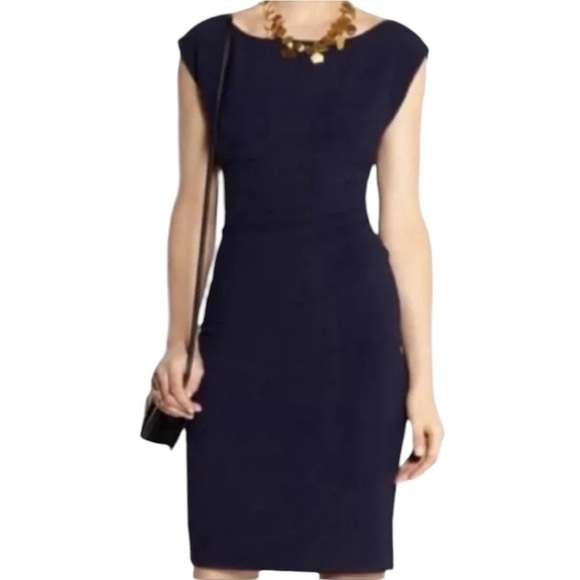 Diane Von Furstenberg Dresses & Skirts - Diane Von Furstenberg Navy Blue Ruched Cap Sleeve Cocktail Dress